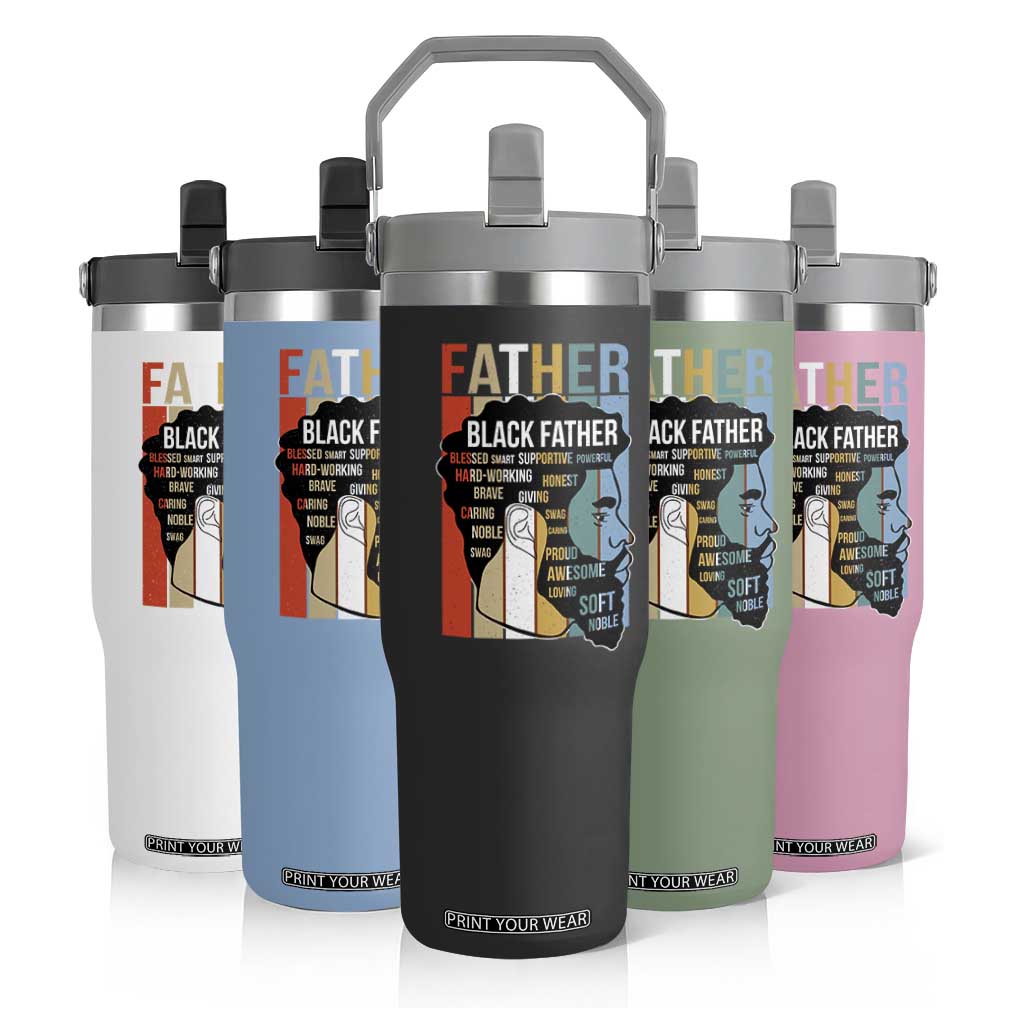 African American Black Father Flip Straw Tumbler Fathers Day Juneteenth TS11 Print Your Wear