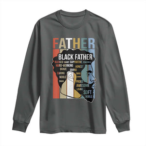 African American Black Father Long Sleeve Shirt Fathers Day Juneteenth TS11 Dark Heather Print Your Wear