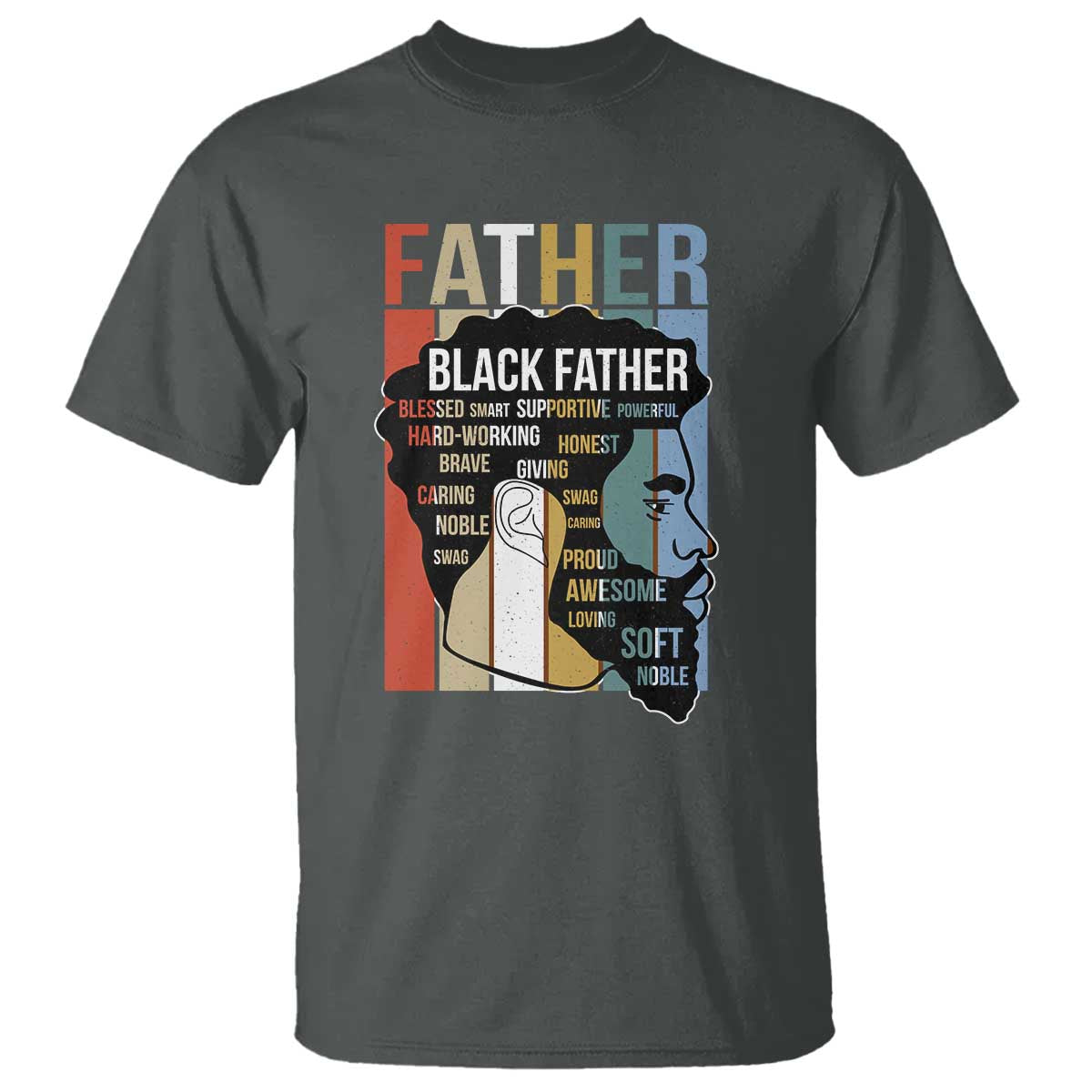 African American Black Father T Shirt Fathers Day Juneteenth TS11 Dark Heather Print Your Wear