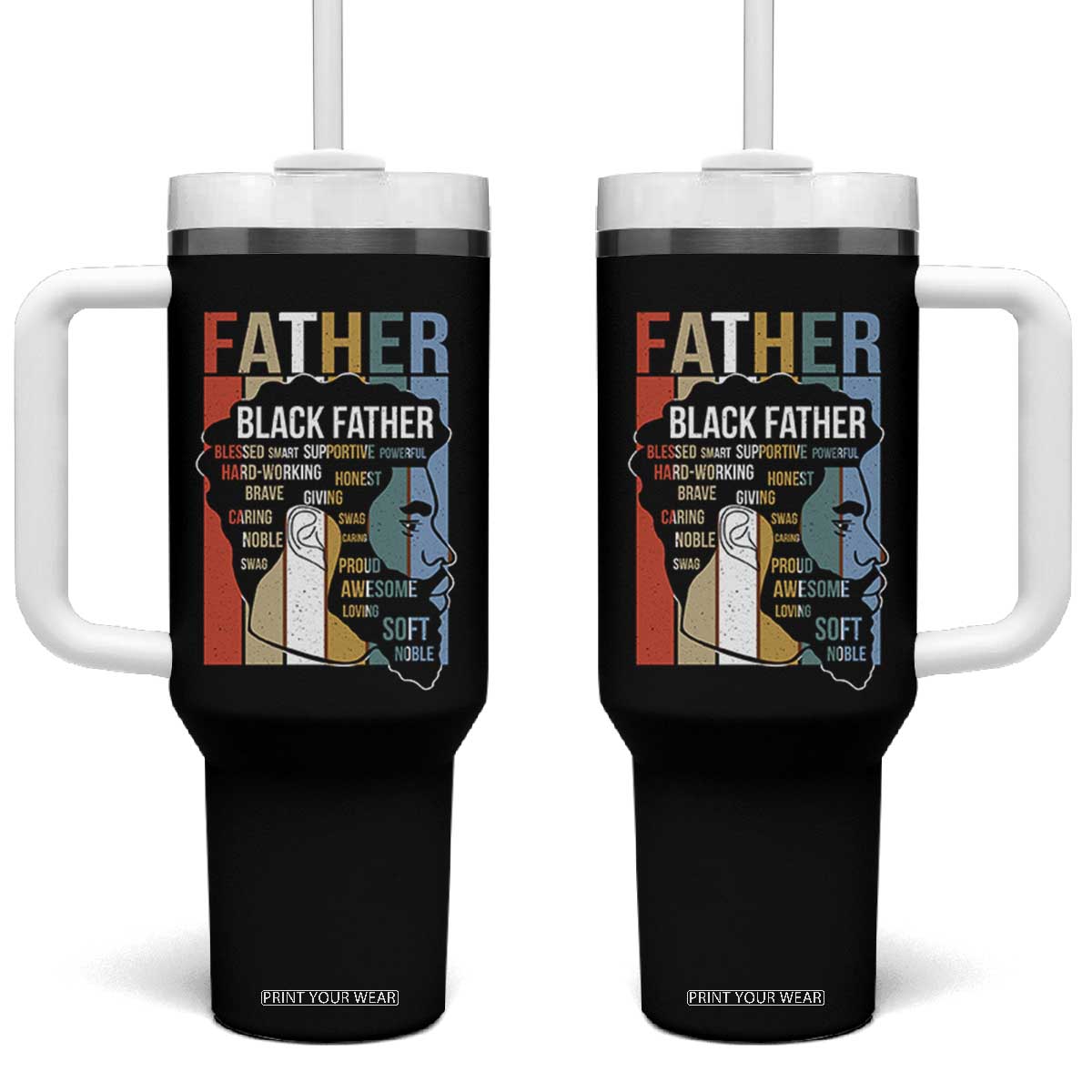 African American Black Father Tumbler With Handle Fathers Day Juneteenth TS11 One Size: 40 oz Black Print Your Wear