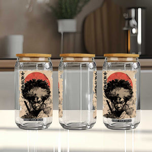 African American Female Samurai Warrior Glass Can Japanese Art Black Onna Bugeisha TS11 Print Your Wear