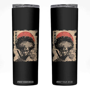 African American Female Samurai Warrior Skinny Tumbler Japanese Art Black Onna Bugeisha TS11 Black Print Your Wear