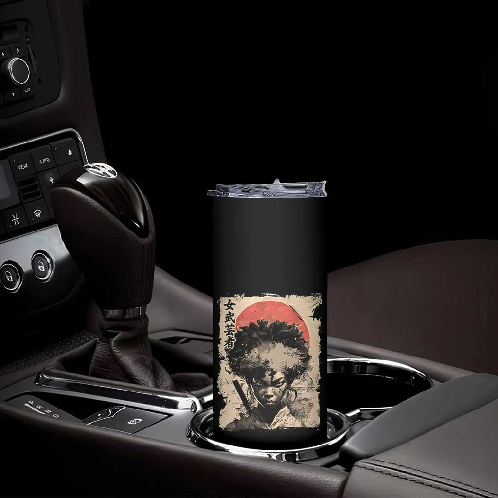 African American Female Samurai Warrior Skinny Tumbler Japanese Art Black Onna Bugeisha TS11 Print Your Wear