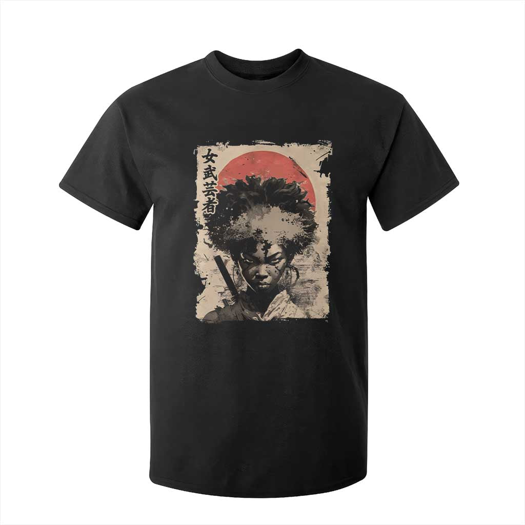 African American Female Samurai Warrior T Shirt For Kid Japanese Art Black Onna Bugeisha TS11 Black Print Your Wear
