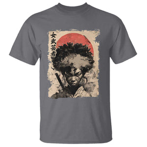 African American Female Samurai Warrior T Shirt Japanese Art Black Onna Bugeisha TS11 Charcoal Print Your Wear