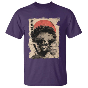 African American Female Samurai Warrior T Shirt Japanese Art Black Onna Bugeisha TS11 Purple Print Your Wear
