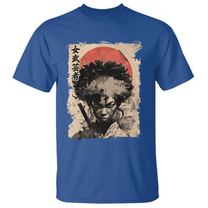 African American Female Samurai Warrior T Shirt Japanese Art Black Onna Bugeisha TS11 Royal Blue Print Your Wear