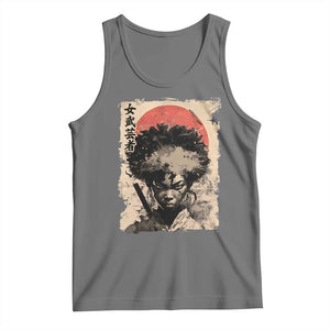 African American Female Samurai Warrior Tank Top Japanese Art Black Onna Bugeisha TS11 Black Heather Print Your Wear