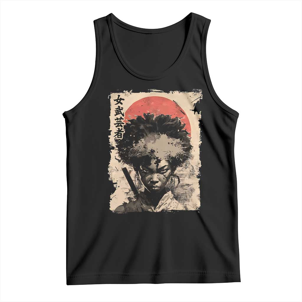 African American Female Samurai Warrior Tank Top Japanese Art Black Onna Bugeisha TS11 Black Print Your Wear