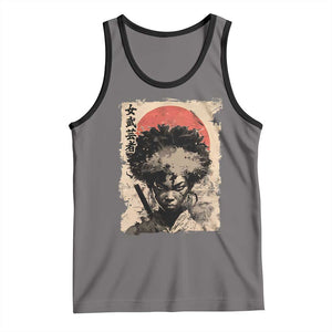 African American Female Samurai Warrior Tank Top Japanese Art Black Onna Bugeisha TS11 Deep Heather Black Print Your Wear