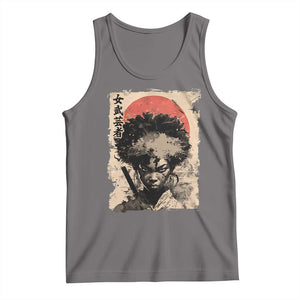 African American Female Samurai Warrior Tank Top Japanese Art Black Onna Bugeisha TS11 Deep Heather Print Your Wear