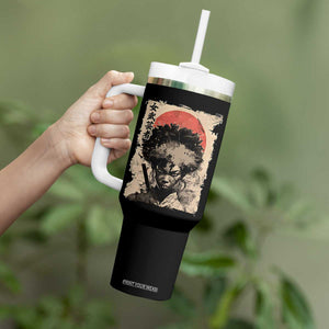 African American Female Samurai Warrior Tumbler With Handle Japanese Art Black Onna Bugeisha TS11 Print Your Wear