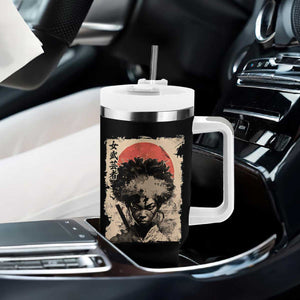 African American Female Samurai Warrior Tumbler With Handle Japanese Art Black Onna Bugeisha TS11 Print Your Wear