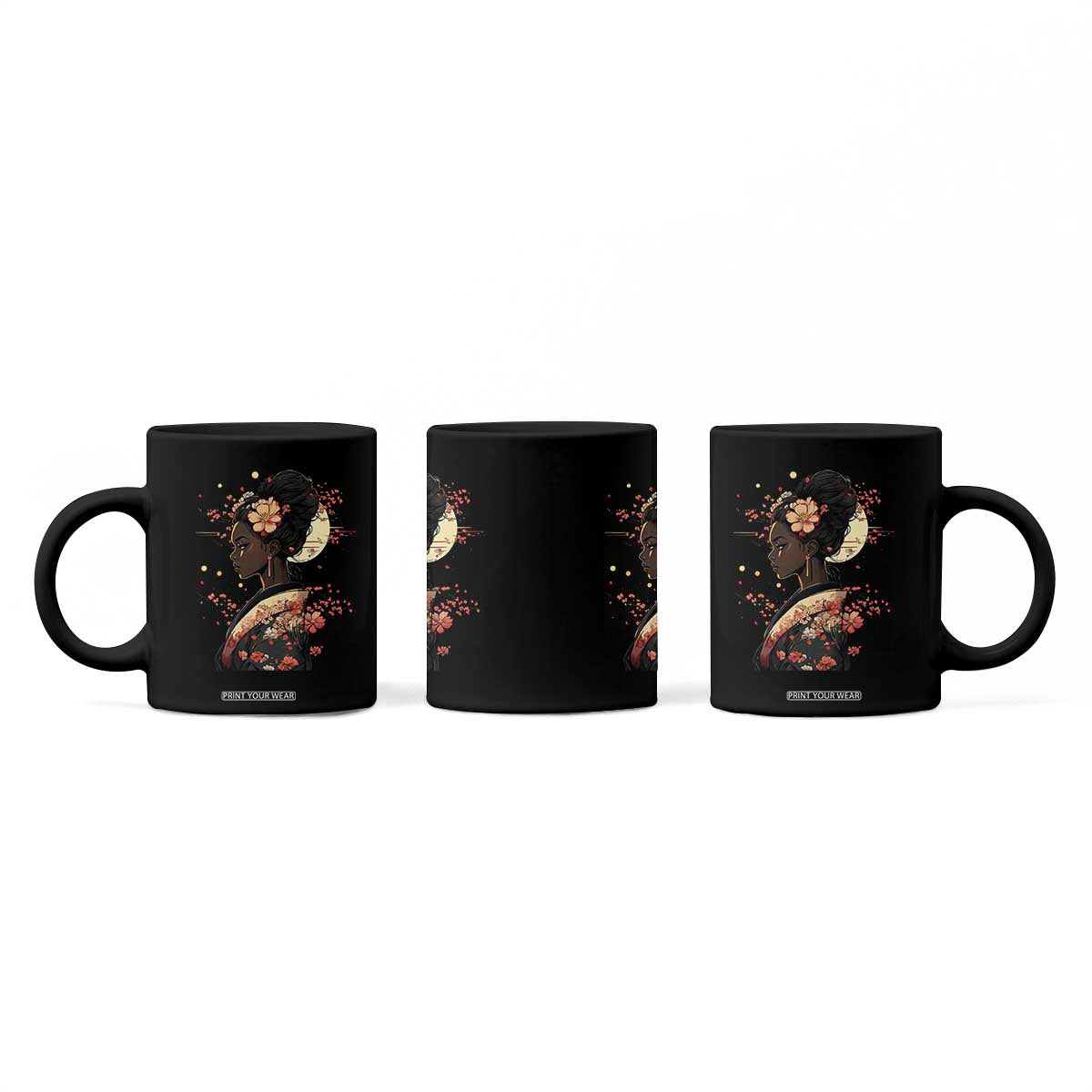 African American Geisha Kimono Blasian Japanese Sakura Coffee Mug TS11 Print Your Wear