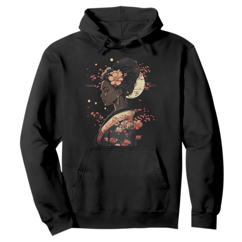 African American Geisha Kimono Blasian Japanese Sakura Hoodie TS11 Black Print Your Wear