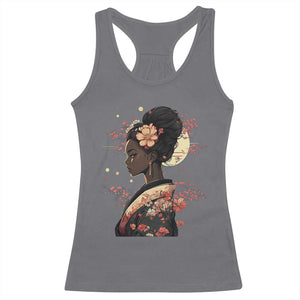 African American Geisha Kimono Blasian Japanese Sakura Racerback Tank Top TS11 Charcoal Print Your Wear