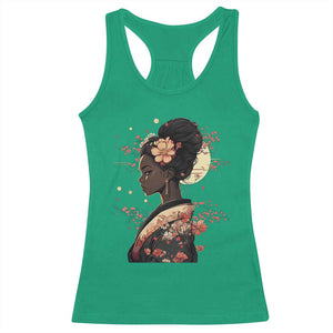 African American Geisha Kimono Blasian Japanese Sakura Racerback Tank Top TS11 Irish Green Print Your Wear