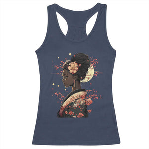 African American Geisha Kimono Blasian Japanese Sakura Racerback Tank Top TS11 Navy Print Your Wear