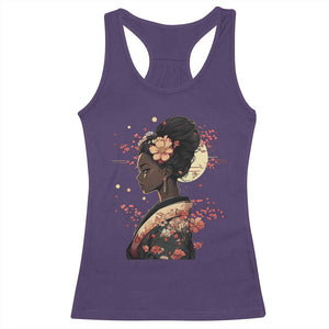 African American Geisha Kimono Blasian Japanese Sakura Racerback Tank Top TS11 Purple Print Your Wear