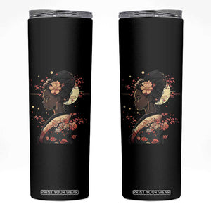 African American Geisha Kimono Blasian Japanese Sakura Skinny Tumbler TS11 Black Print Your Wear