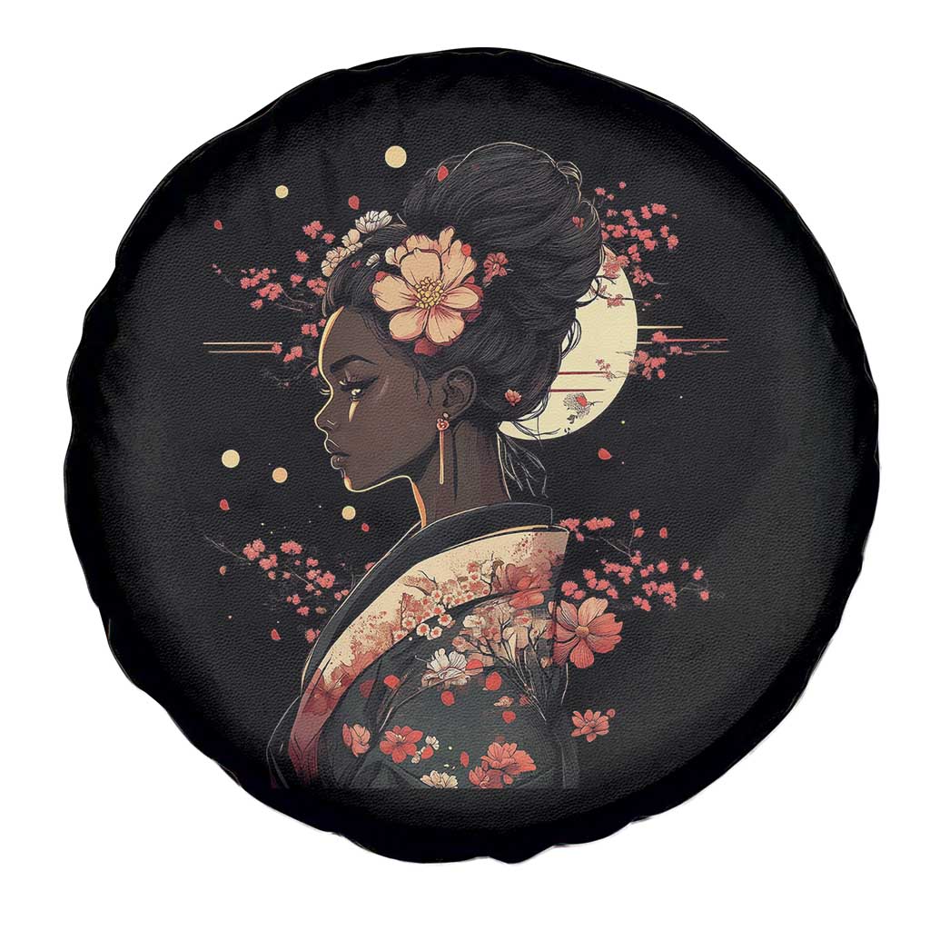 African American Geisha Kimono Blasian Japanese Sakura Spare Tire Cover TS11 Print Your Wear