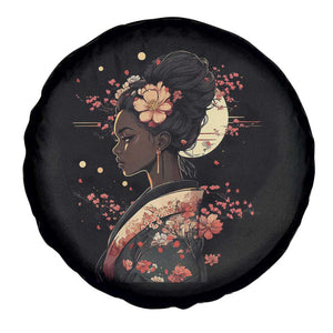 African American Geisha Kimono Blasian Japanese Sakura Spare Tire Cover TS11 Print Your Wear