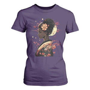 African American Geisha Kimono Blasian Japanese Sakura T Shirt For Women TS11 Purple Print Your Wear