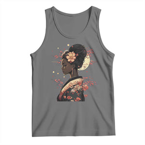 African American Geisha Kimono Blasian Japanese Sakura Tank Top TS11 Black Heather Print Your Wear