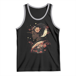 African American Geisha Kimono Blasian Japanese Sakura Tank Top TS11 Black Athletic Heather Print Your Wear