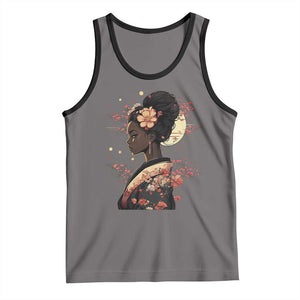 African American Geisha Kimono Blasian Japanese Sakura Tank Top TS11 Deep Heather Black Print Your Wear