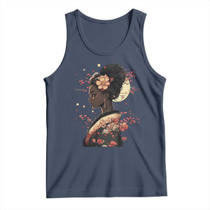 African American Geisha Kimono Blasian Japanese Sakura Tank Top TS11 Navy Print Your Wear