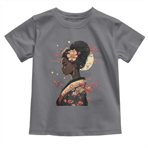 African American Geisha Kimono Blasian Japanese Sakura Toddler T Shirt TS11 Charcoal Print Your Wear