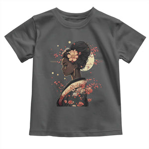 African American Geisha Kimono Blasian Japanese Sakura Toddler T Shirt TS11 Dark Heather Print Your Wear