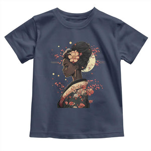 African American Geisha Kimono Blasian Japanese Sakura Toddler T Shirt TS11 Navy Print Your Wear