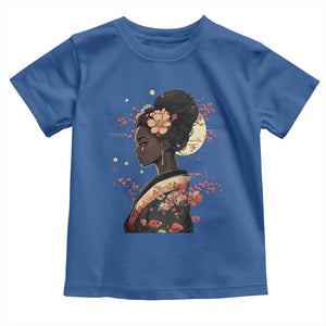 African American Geisha Kimono Blasian Japanese Sakura Toddler T Shirt TS11 Royal Blue Print Your Wear