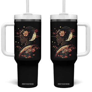 African American Geisha Kimono Blasian Japanese Sakura Tumbler With Handle TS11 One Size: 40 oz Black Print Your Wear