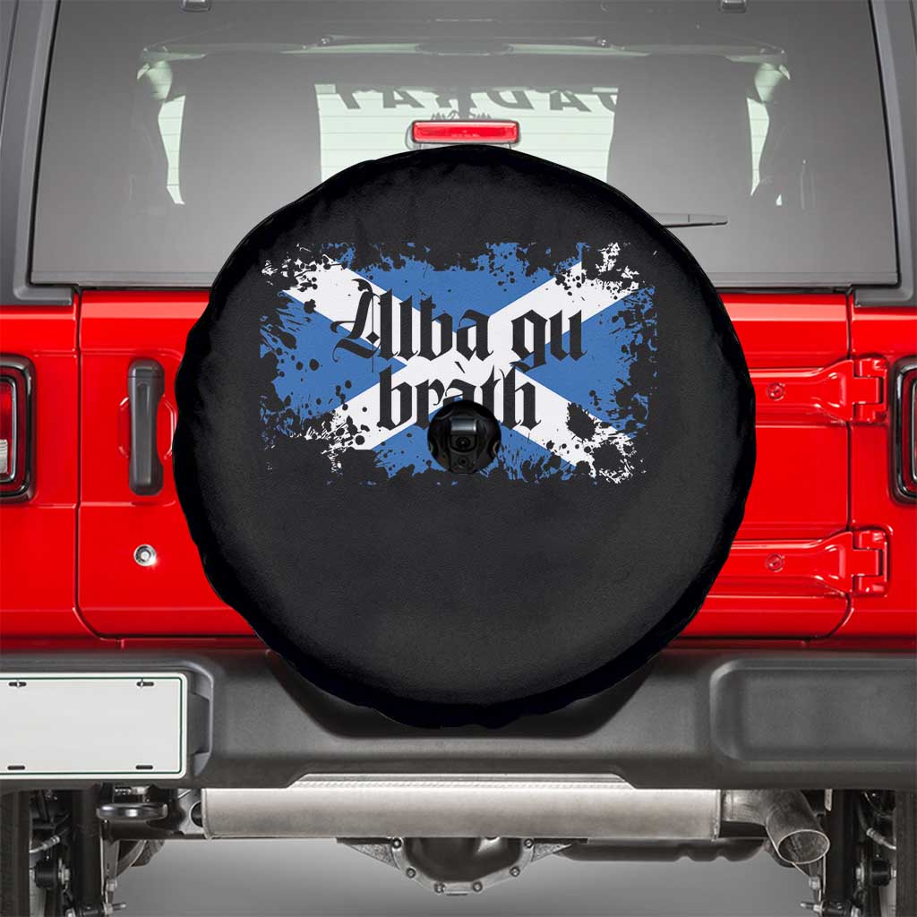 Alba Gu Brath Spare Tire Cover Vintage Scottish Scotland Flag Saltire TS11 Black Print Your Wear