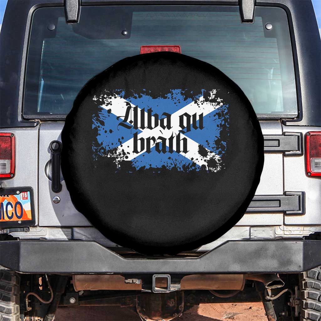 Alba Gu Brath Spare Tire Cover Vintage Scottish Scotland Flag Saltire TS11 No hole Black Print Your Wear