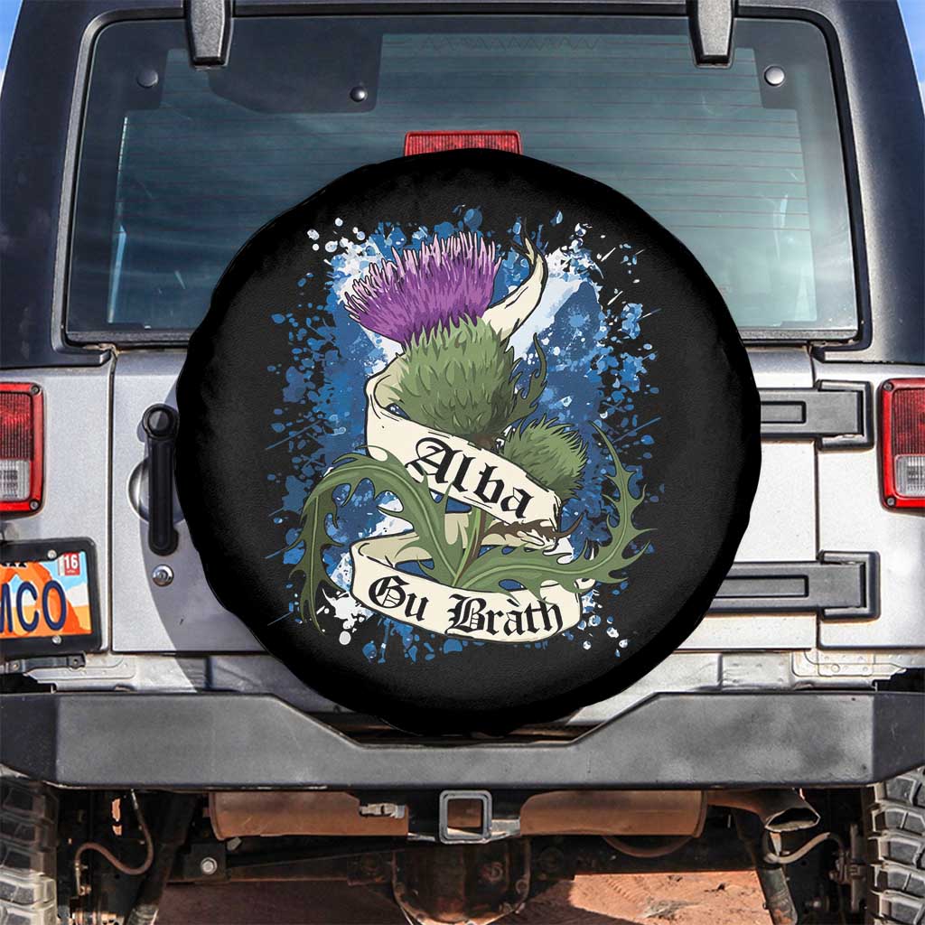 Alba Gu Brath Spare Tire Cover Vintage Thistle Flower Scottish Scotland Flag Saltire TS11 No hole Black Print Your Wear