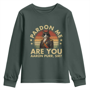 Alexander Hamilton Cat Youth Sweatshirt Funny Gifts For Fans Cat Lovers TS10 Dark Forest Green Print Your Wear