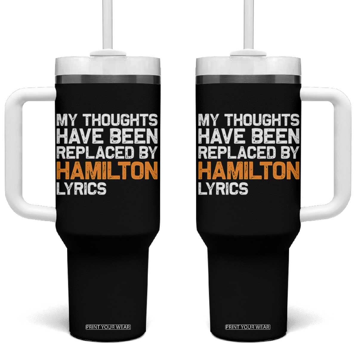 Alexander Hamilton Tumbler With Handle American Musical Gift TS10 One Size: 40 oz Black Print Your Wear