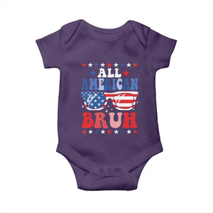 All American Bruh Patriotic 4th Of July Baby Onesie USA Flag Sunglasses Teens Kids TS10 Purple Print Your Wear