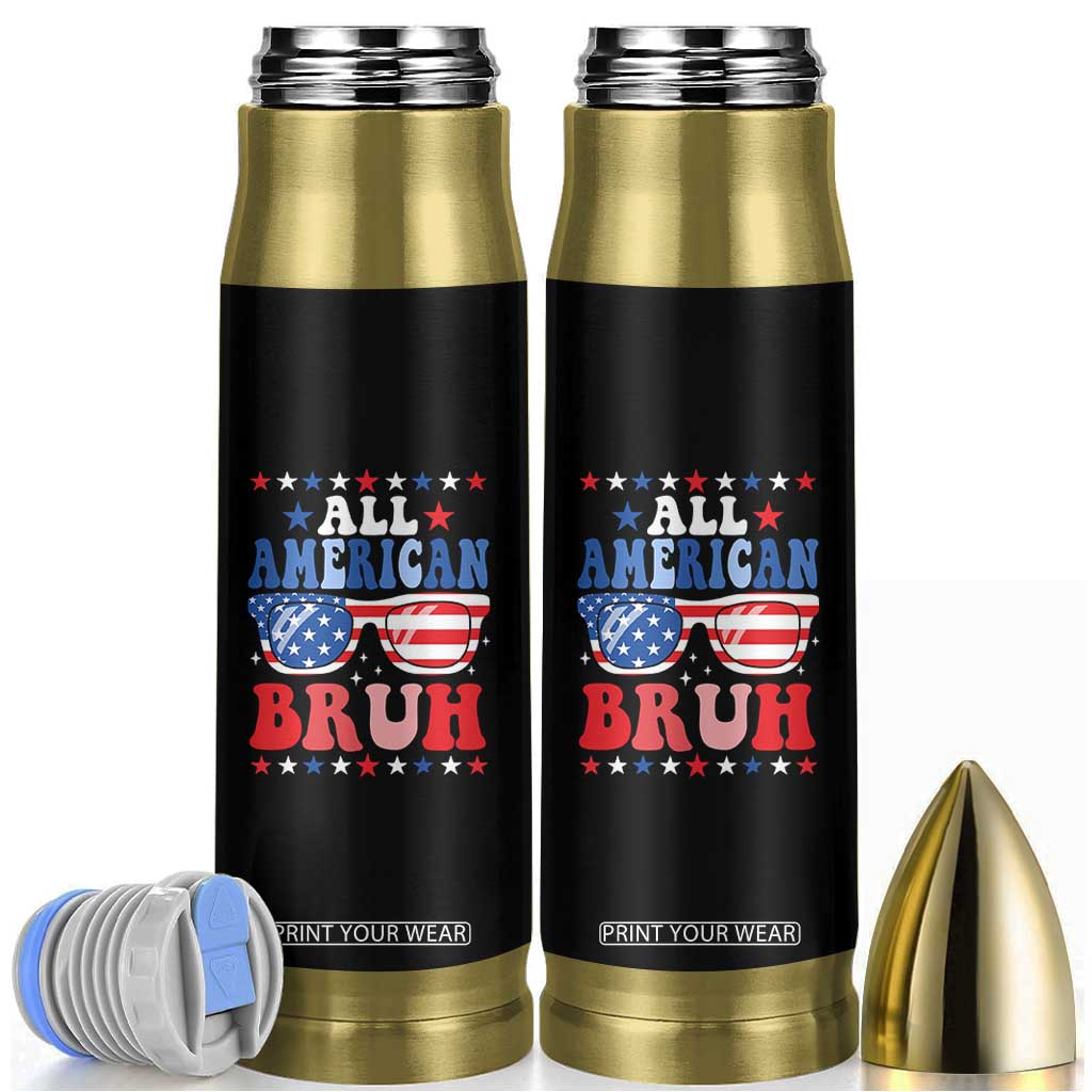 All American Bruh Patriotic 4th Of July Bullet Tumbler USA Flag Sunglasses Teens Kids TS10 Black Print Your Wear