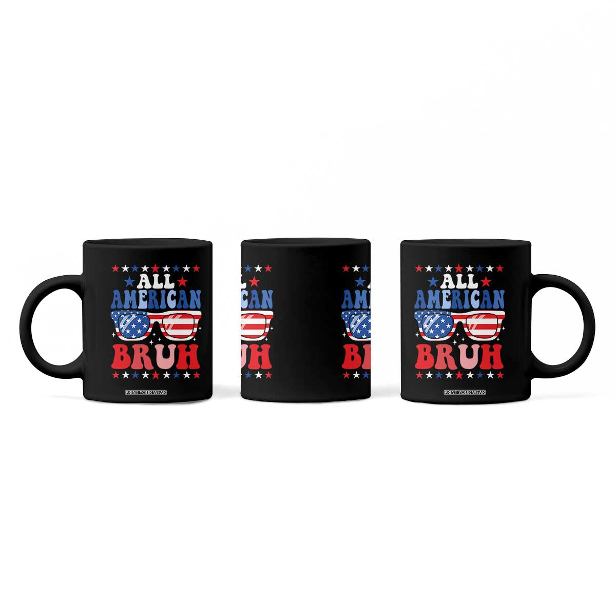 All American Bruh Patriotic 4th Of July Coffee Mug USA Flag Sunglasses Teens Kids TS10 Print Your Wear