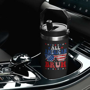 All American Bruh Patriotic 4th Of July Flip Straw Tumbler USA Flag Sunglasses Teens Kids TS10 Print Your Wear