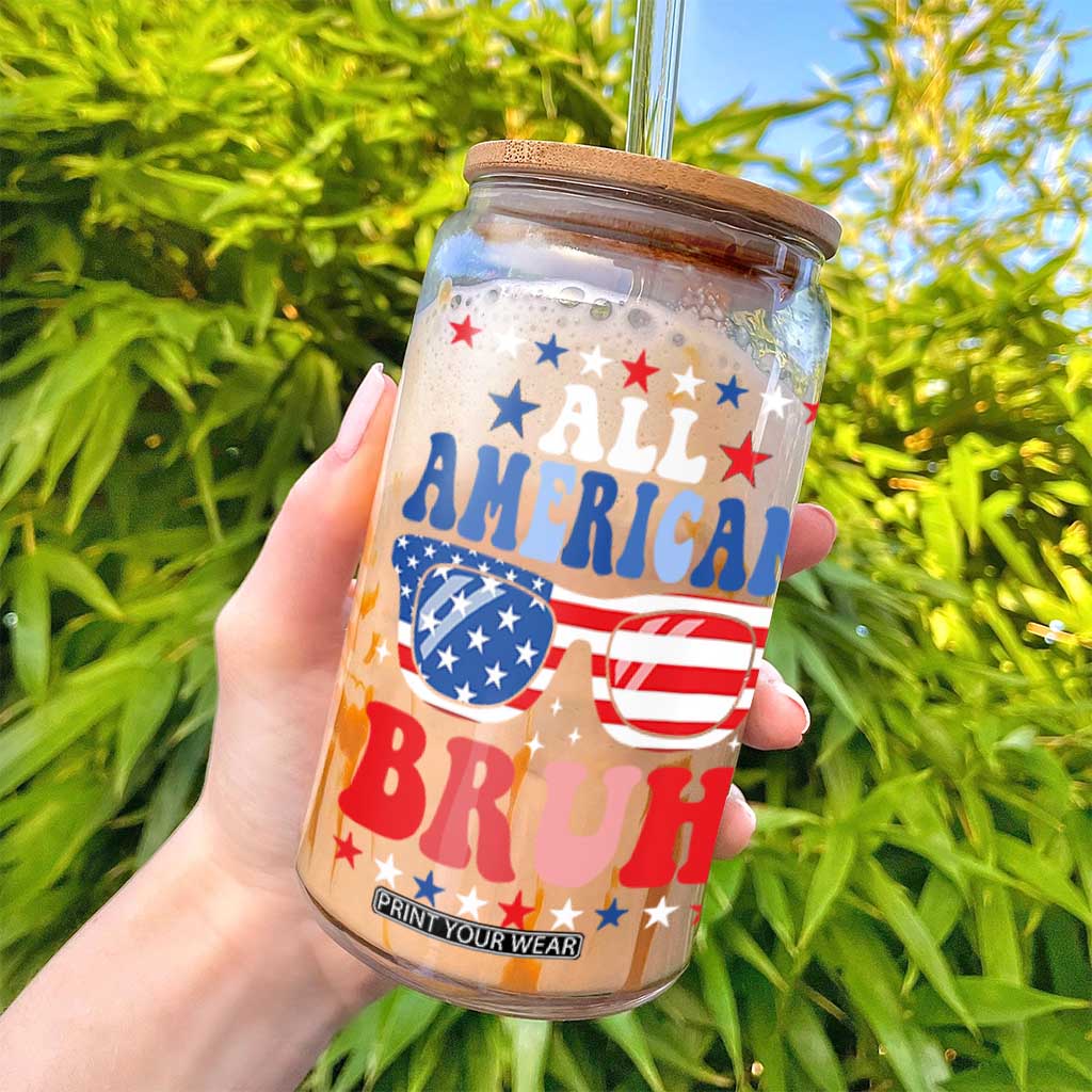 All American Bruh Patriotic 4th Of July Glass Can USA Flag Sunglasses Teens Kids TS10 Print Your Wear