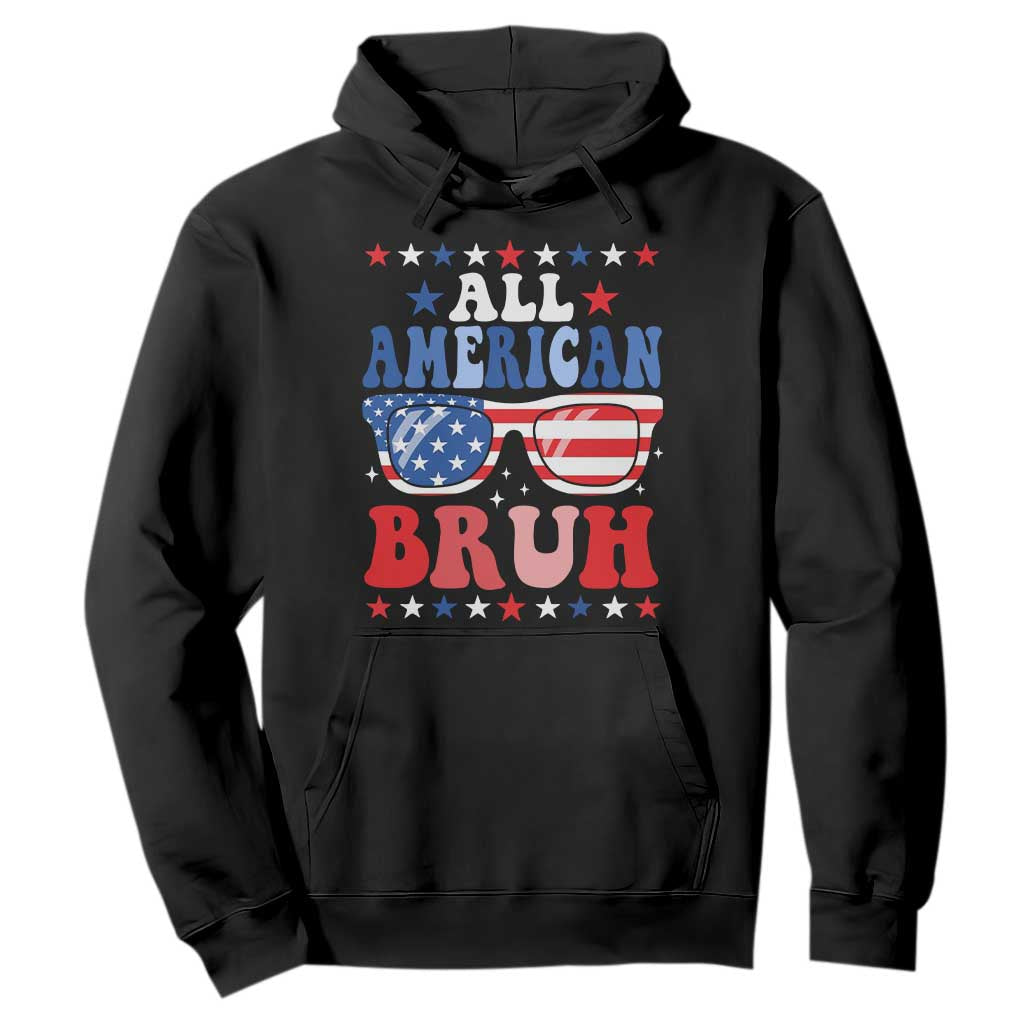 All American Bruh Patriotic 4th Of July Hoodie USA Flag Sunglasses Teens Kids TS10 Black Print Your Wear