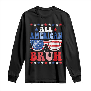All American Bruh Patriotic 4th Of July Long Sleeve Shirt USA Flag Sunglasses Teens Kids TS10 Black Print Your Wear