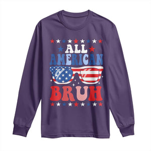 All American Bruh Patriotic 4th Of July Long Sleeve Shirt USA Flag Sunglasses Teens Kids TS10 Purple Print Your Wear