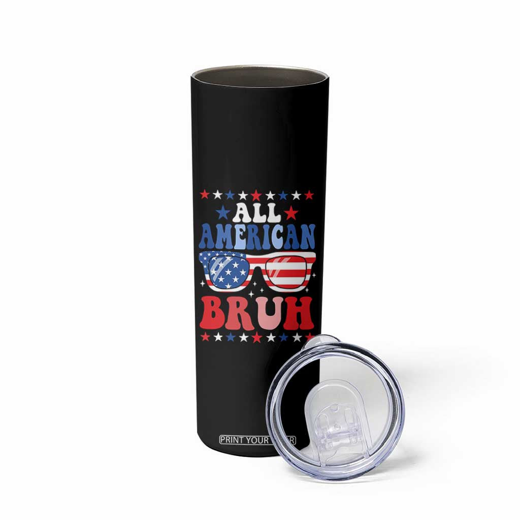 All American Bruh Patriotic 4th Of July Skinny Tumbler USA Flag Sunglasses Teens Kids TS10 Print Your Wear